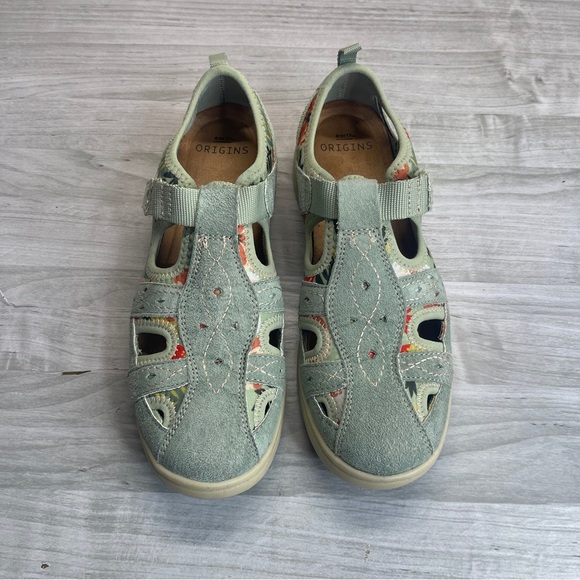 Earth Origins Effie Dusty Green Suede Fisherman Comfort Sandals Women’s size 7.5 - Picture 2 of 12
